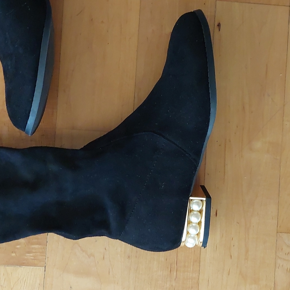 Wild Diva Suede Pearl Jessie Boots Knee High 6